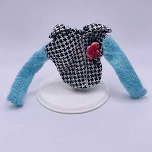 Mattel My Scene Barbie Doll Jacket Houndstooth Blue Knit Sleeves Y2K Rose Accent
